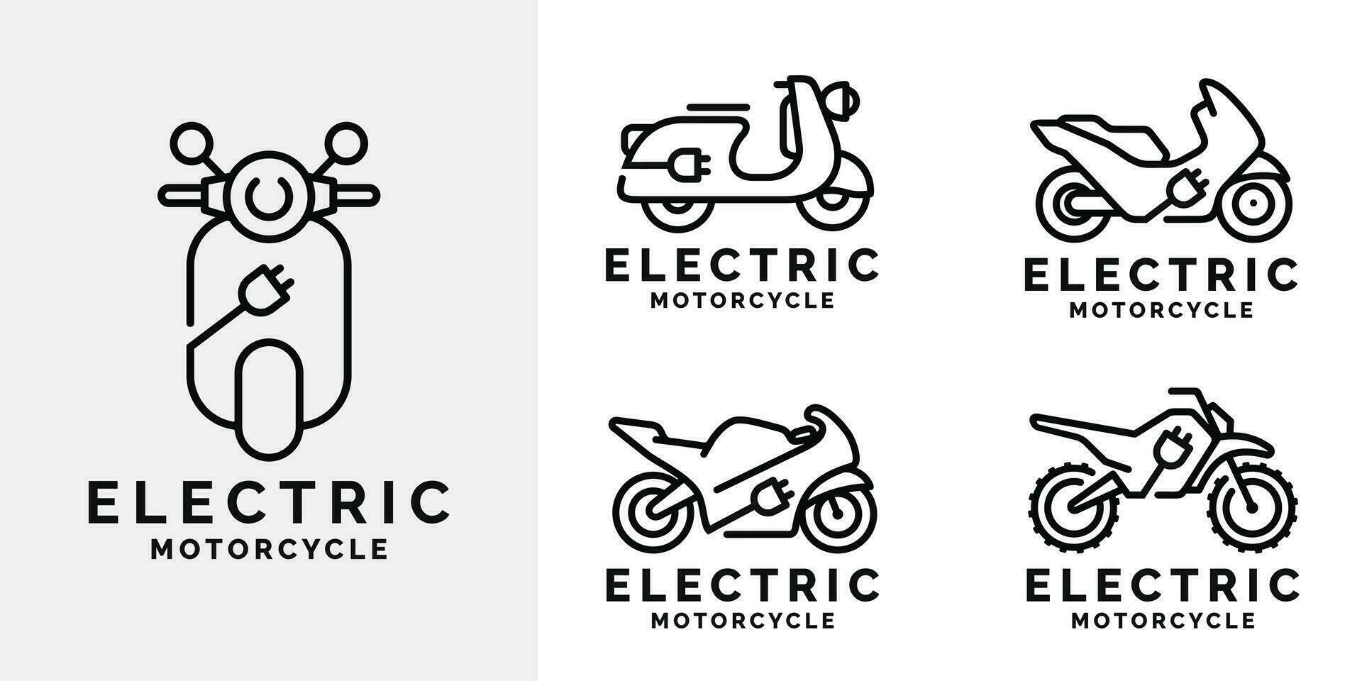 Electric motorcycle logo set design vector