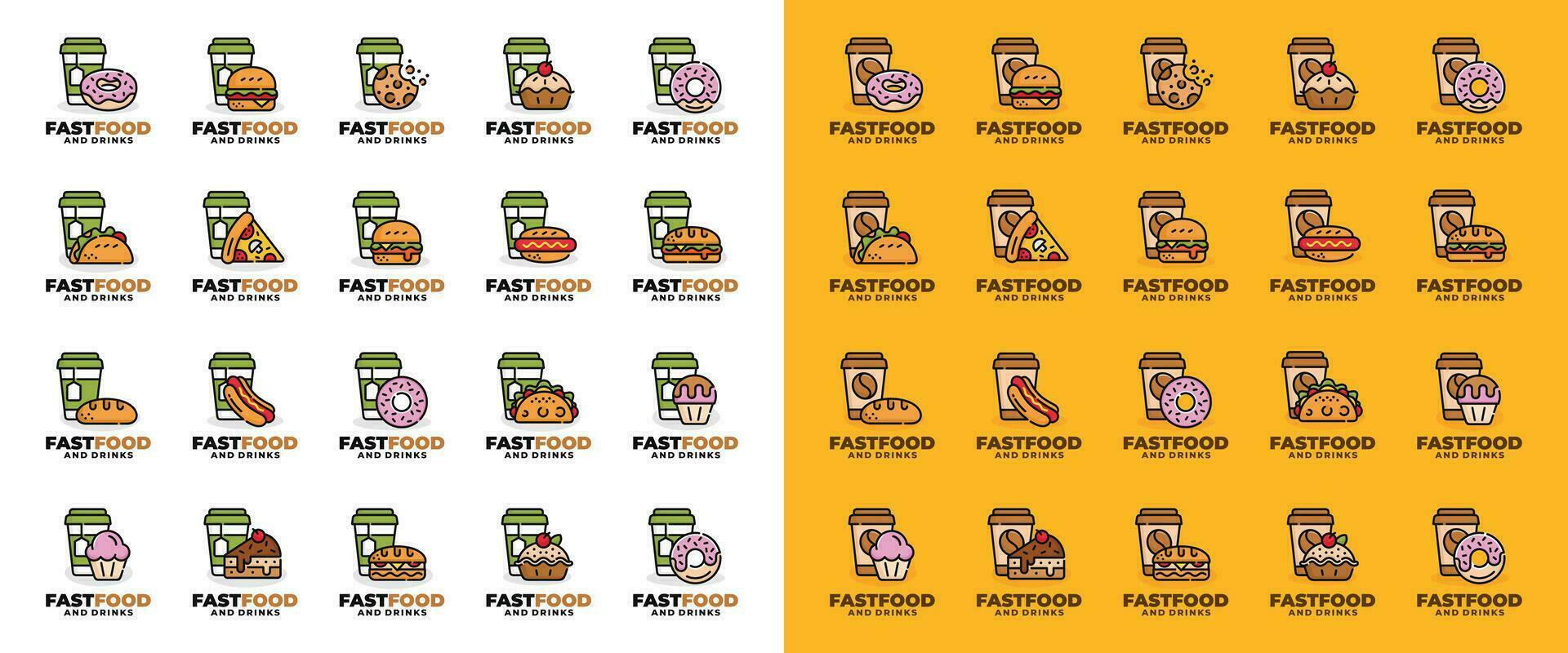 rápido comida logo conjunto diseño vector ilustración