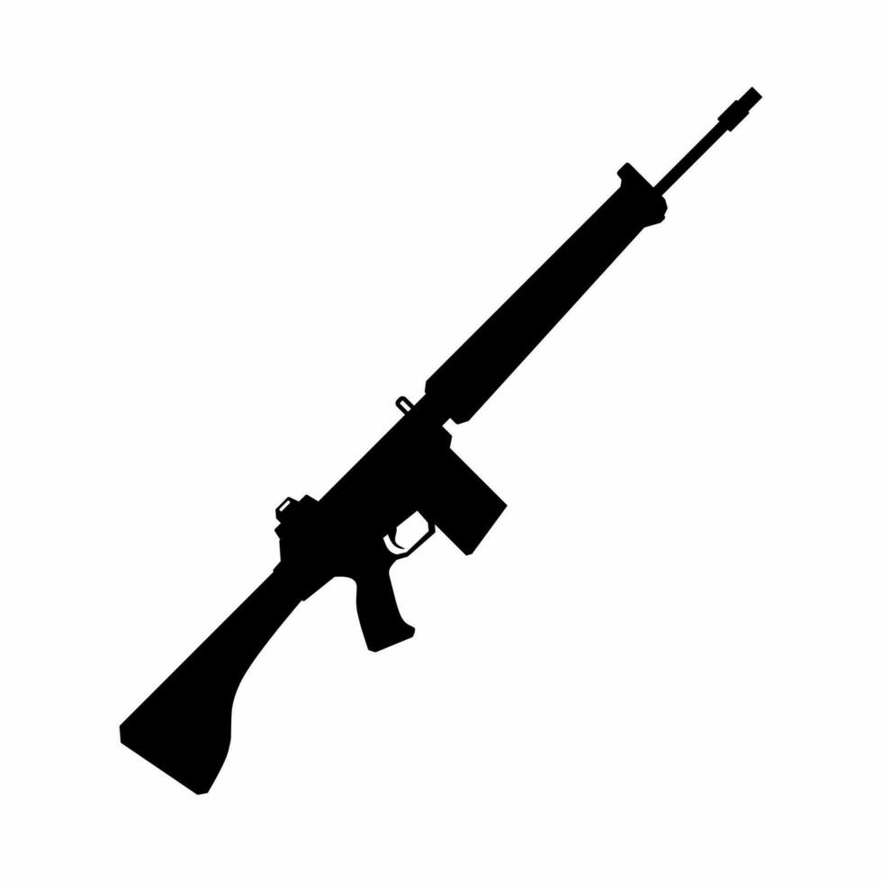 asalto rifle silueta icono vector. rifle pistola silueta lata ser usado como icono, símbolo o signo. rifle icono vector para diseño de arma, militar, Ejército o guerra