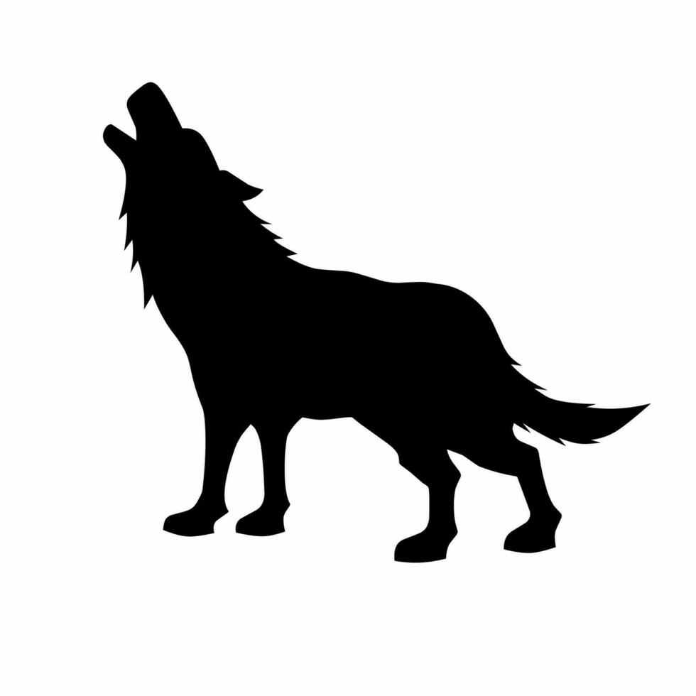 Wolf howling silhouette icon vector. Wolf howling silhouette can be used as icon, symbol or sign. Wolf icon for design related to animal, wildlife or landscape vector