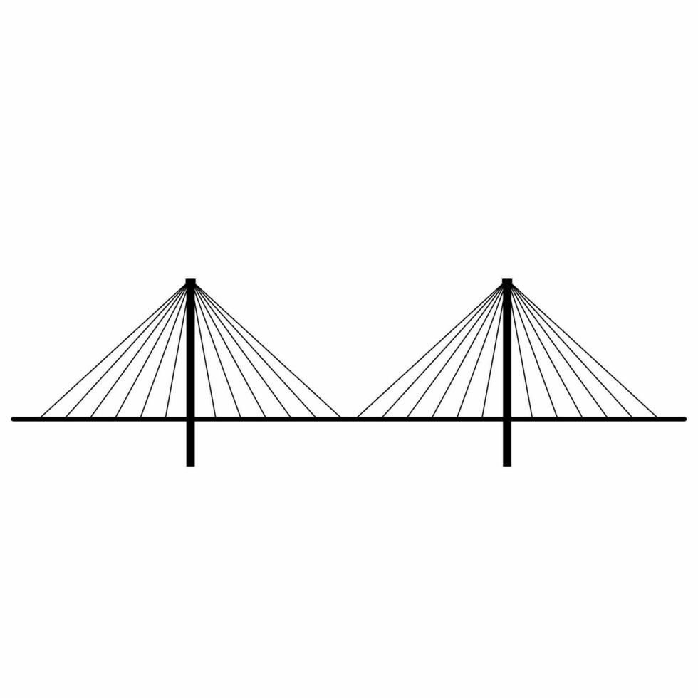 Cable stayed bridge silhouette vector. City bridge silhouette can be used as icon, symbol or sign. Cable stayed bridge icon vector for design of architecture, highway or city