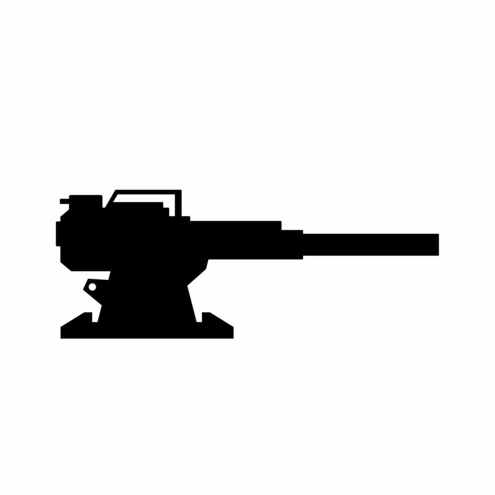 Turret gun silhouette icon vector. Automatic turret silhouette can be used as icon, symbol or sign. Turret gun icon vector for design of weapon, military, army or war