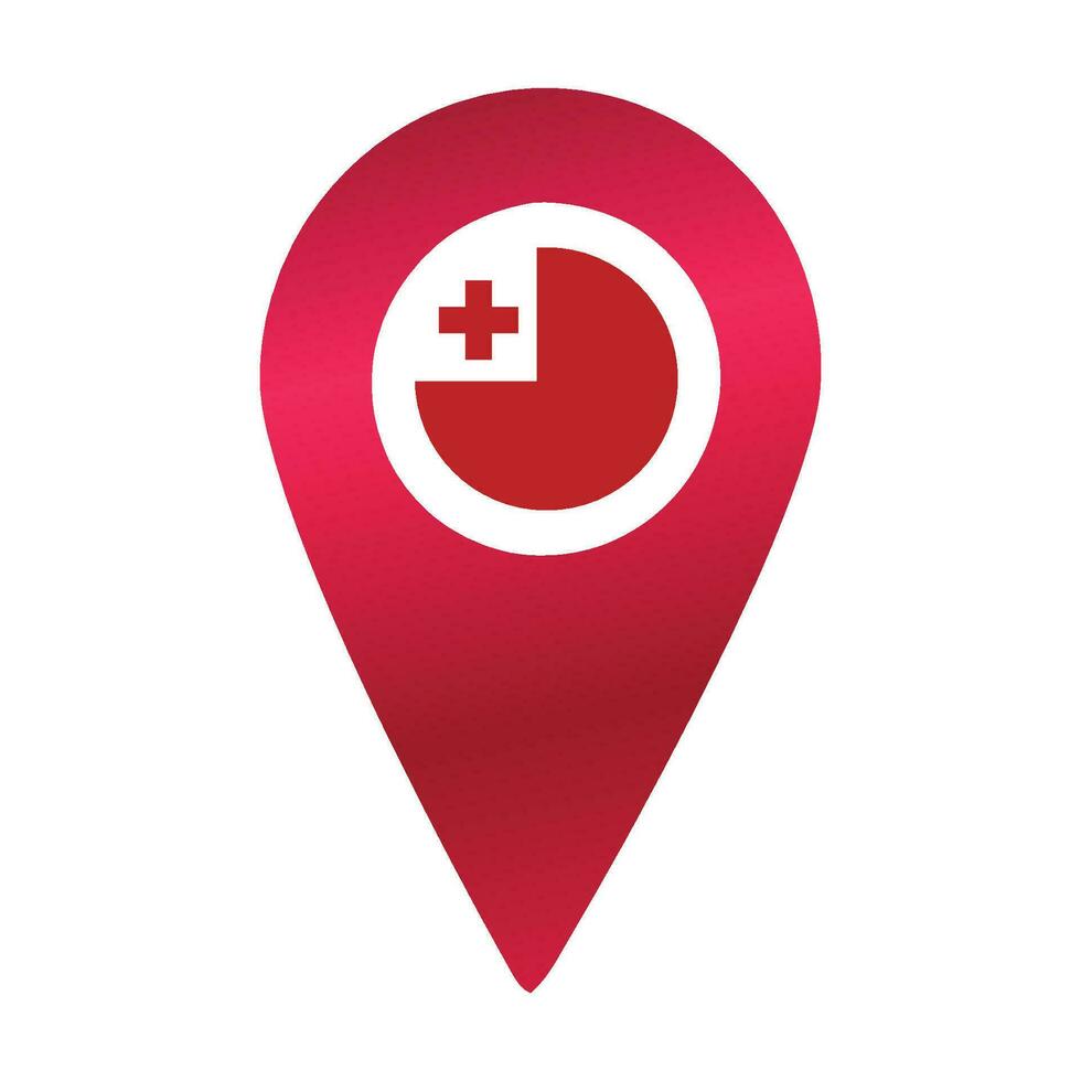 Destination pin icon with Tonga flag.Location red map marker vector