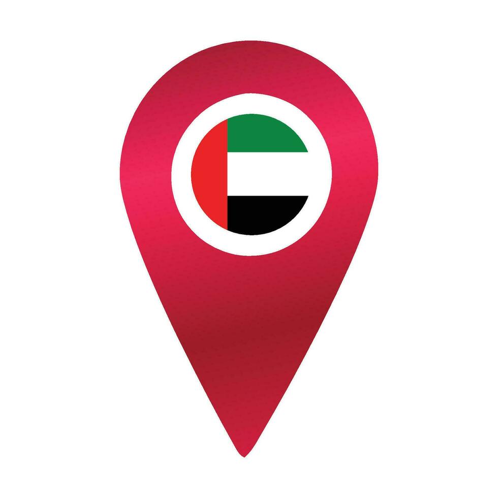 Destination pin icon with UAE flag.Location red map marker vector