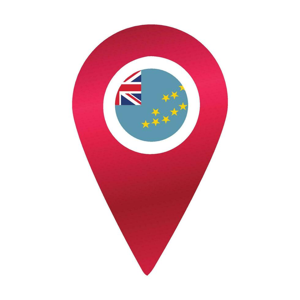 Destination pin icon with Tuvalu flag.Location red map marker vector