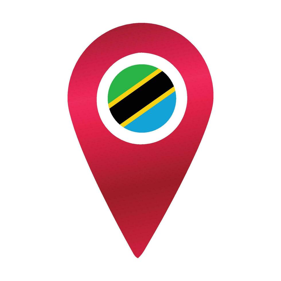 Destination pin icon with Tanzania flag.Location red map marker vector