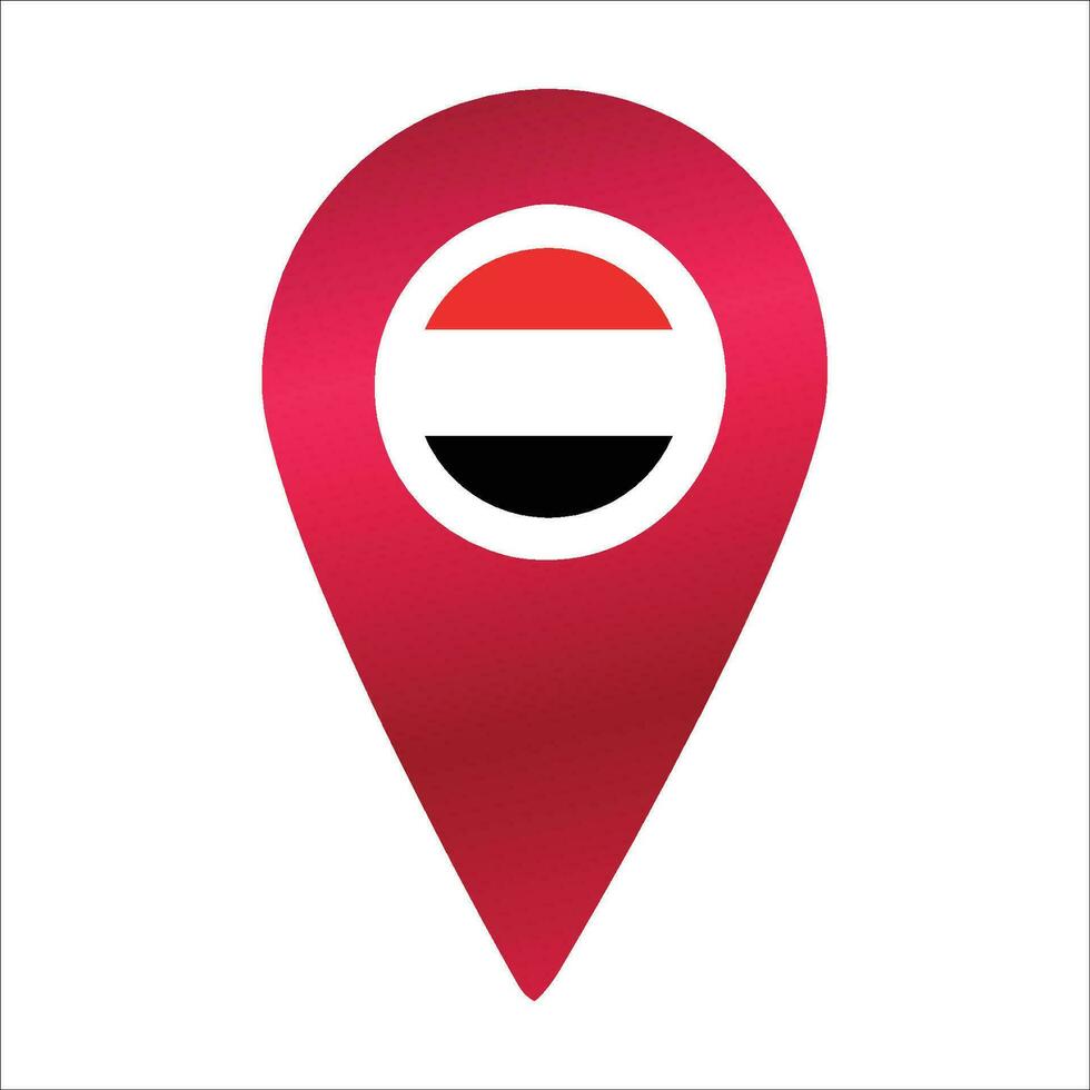 Destination pin icon with Yemen flag.Location red map marker vector