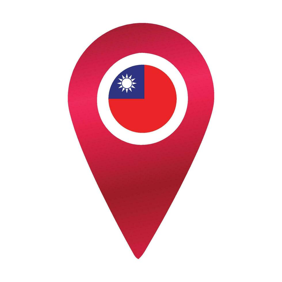 Destination pin icon with Taiwan flag.Location red map marker vector