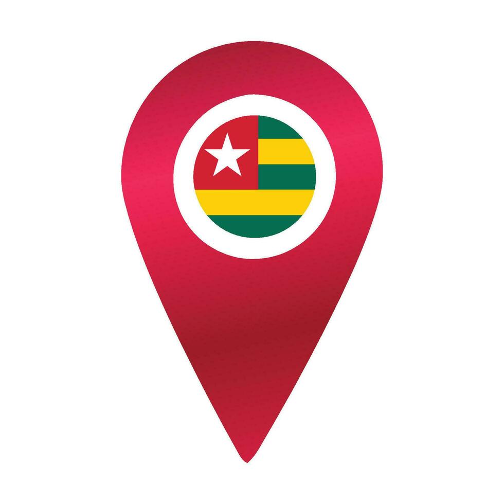Destination pin icon with Togo flag.Location red map marker vector