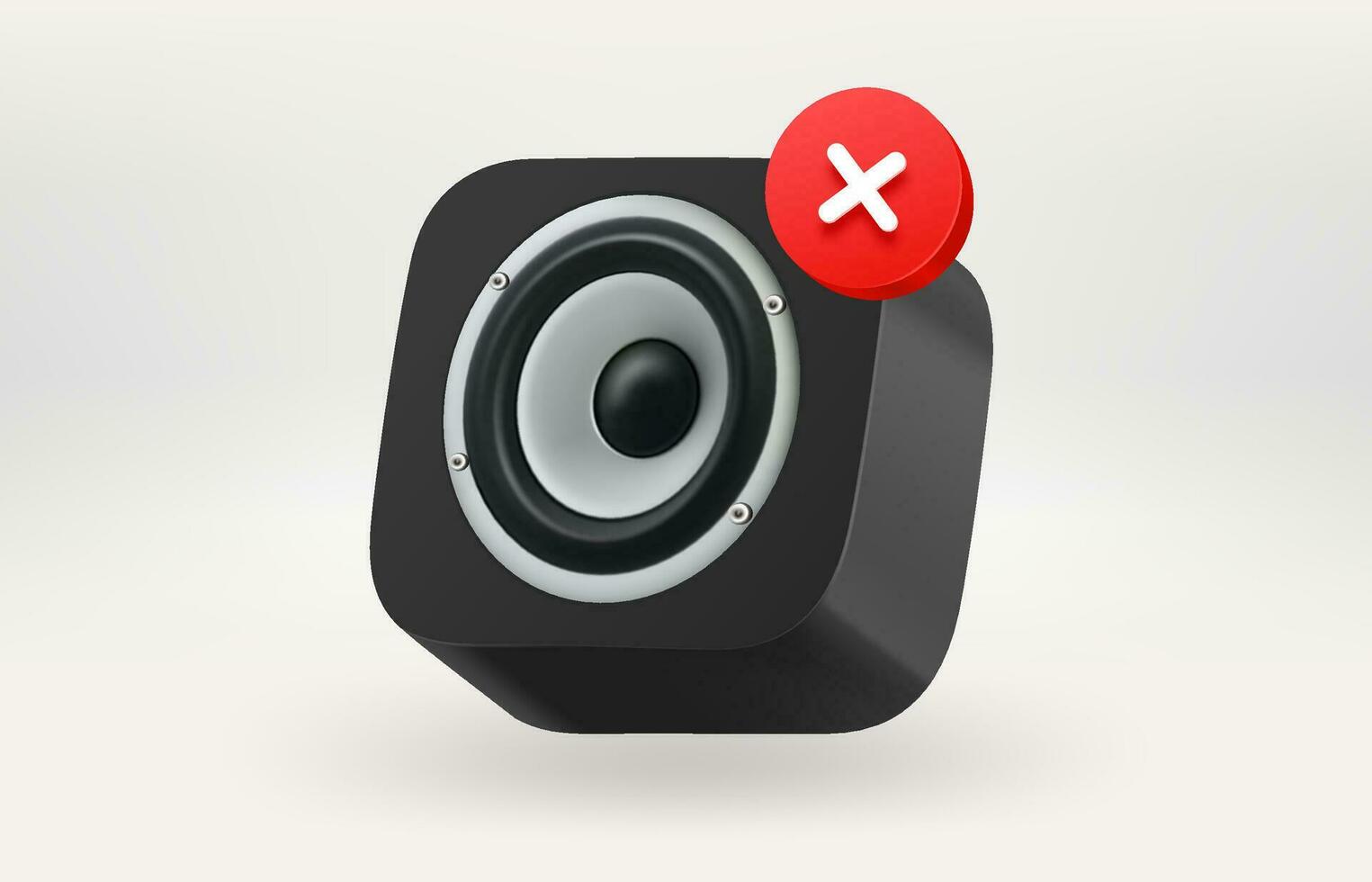 Black audio cabinet icon. No sound concept. 3d vector illustration