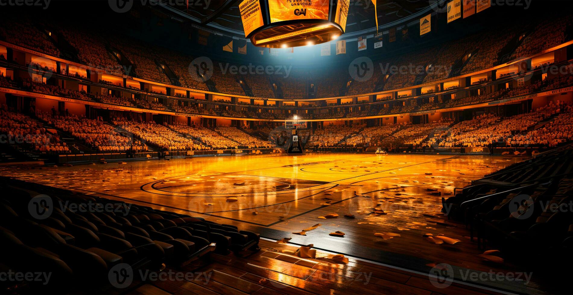AI generated Basketball arena, old college gym - AI generated image photo