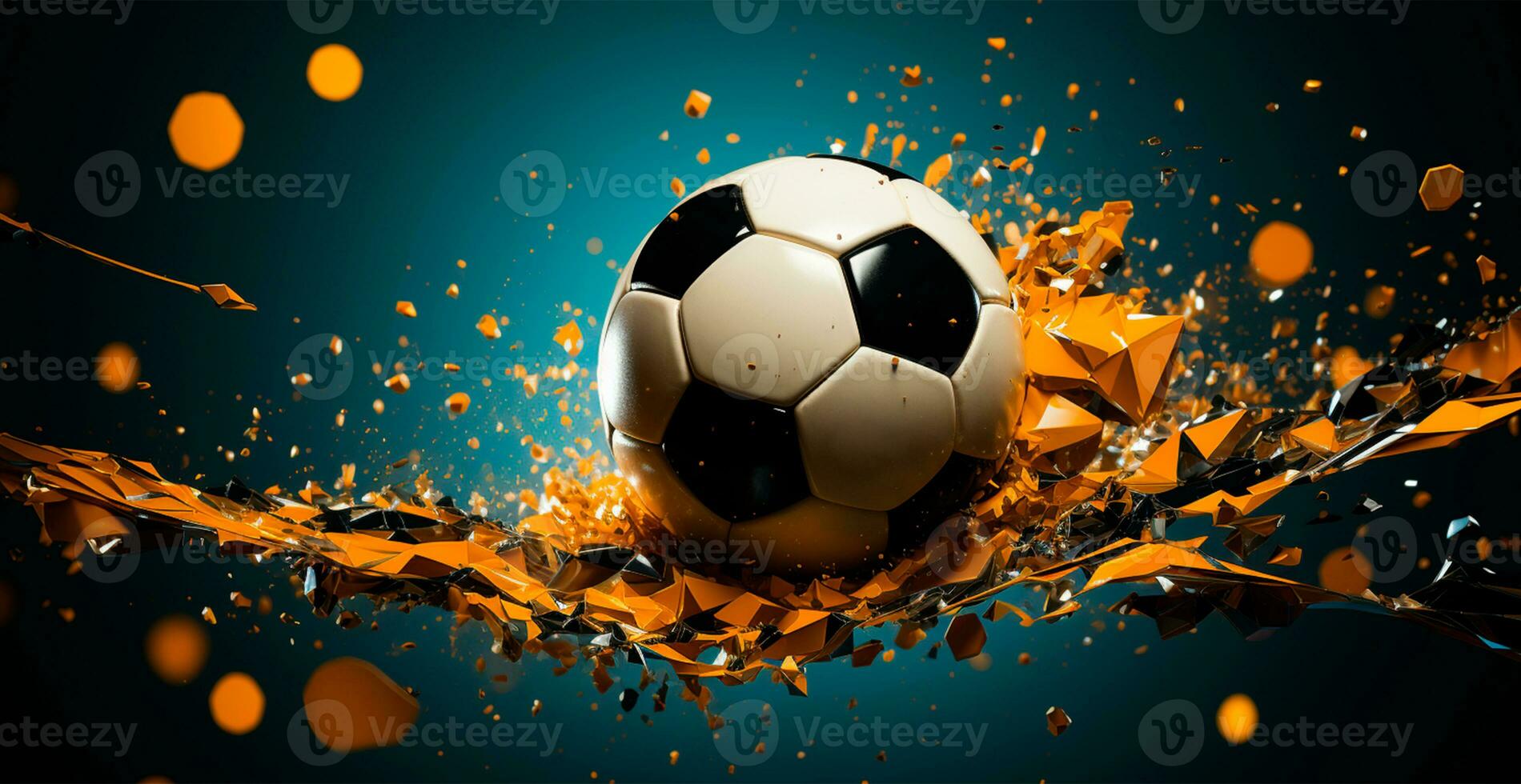 AI generated Abstract panoramic football background, soccer ball - AI generated image photo