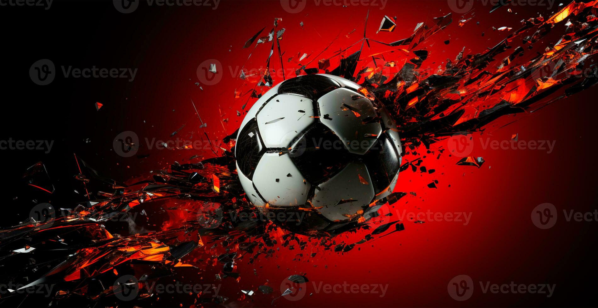 AI generated Abstract panoramic football background, soccer ball - AI generated image photo