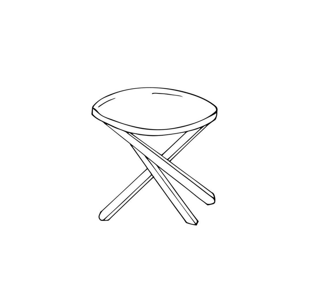 Hand-drawn Round table. Interior object vector. Round table doodle icon. Coffee table vector illustration isolated on a white background.