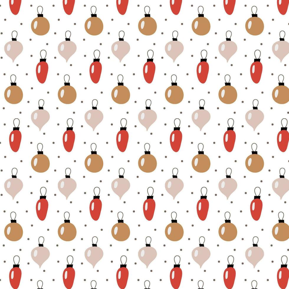 Seamless pattern of Christmas tree toys. A simple, minimalistic background of decorative elements in a flat style. vector