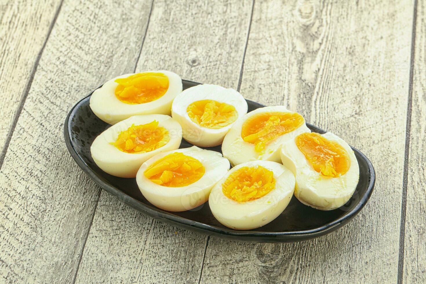 Boiled chicken egg for breakfast photo