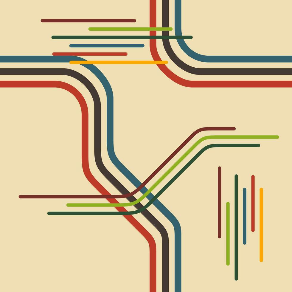 Editable Abstract Retro Rainbow Lines Vector Seamless Pattern With Soft Colours for Creating Background and Decorative Element