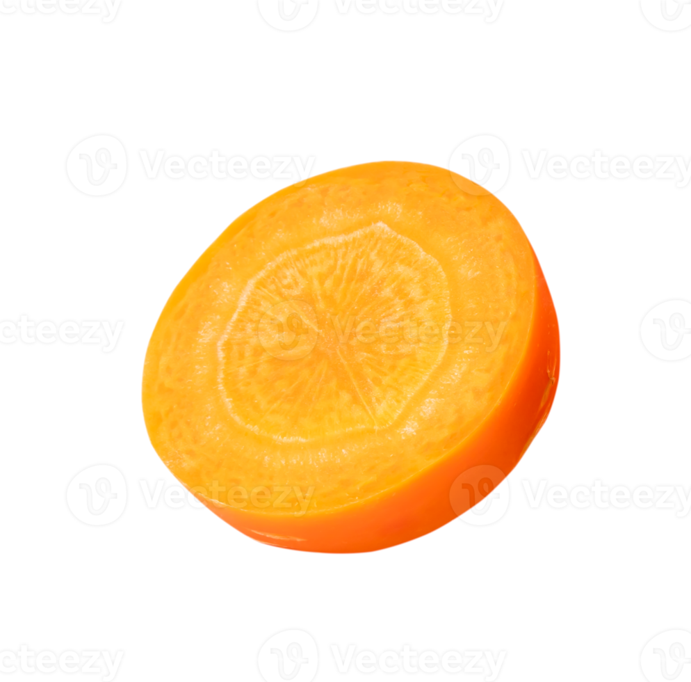 Fresh orange carrot slice isolated with clipping path in png file format