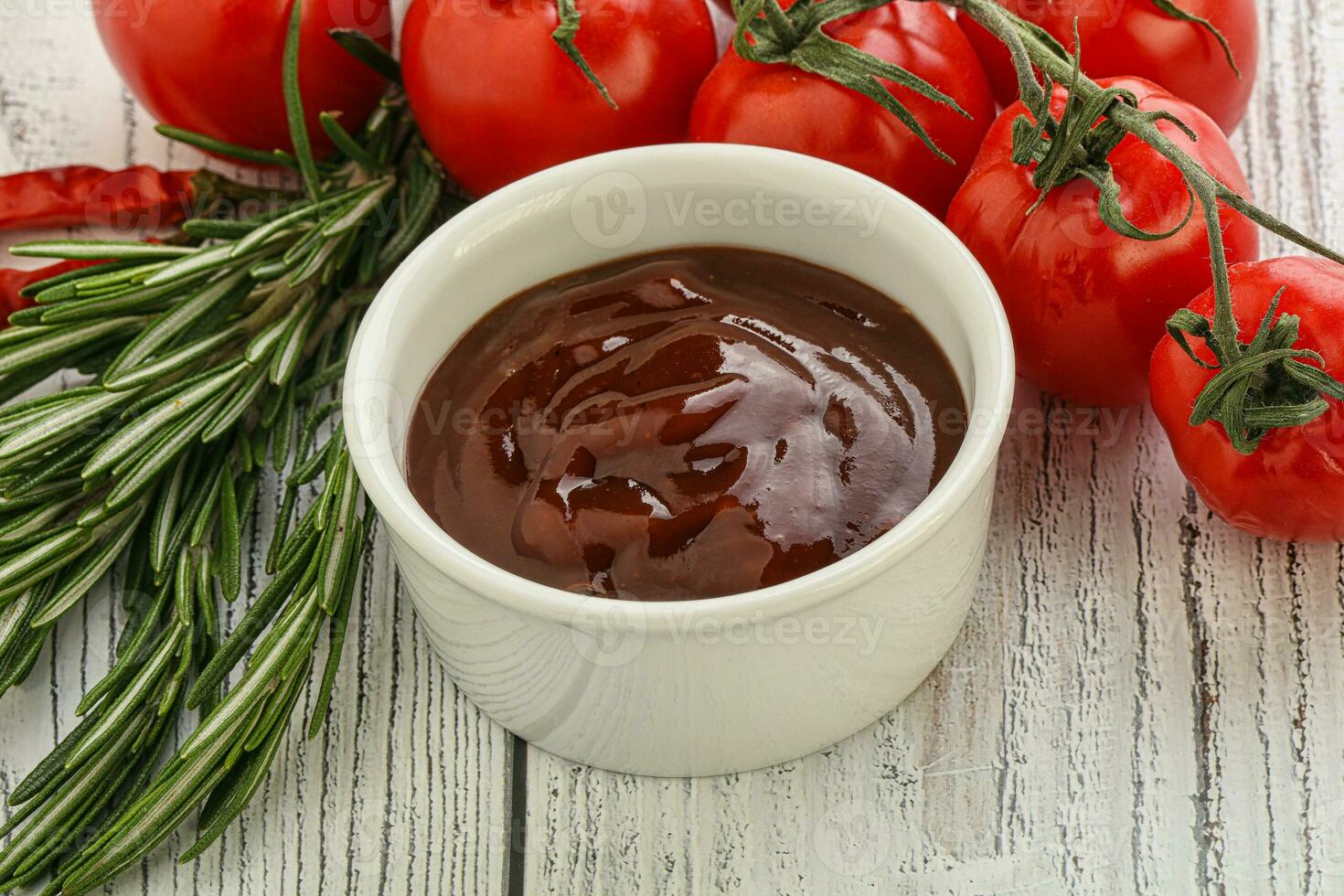 Tomato barbecue sauce on the bowl photo