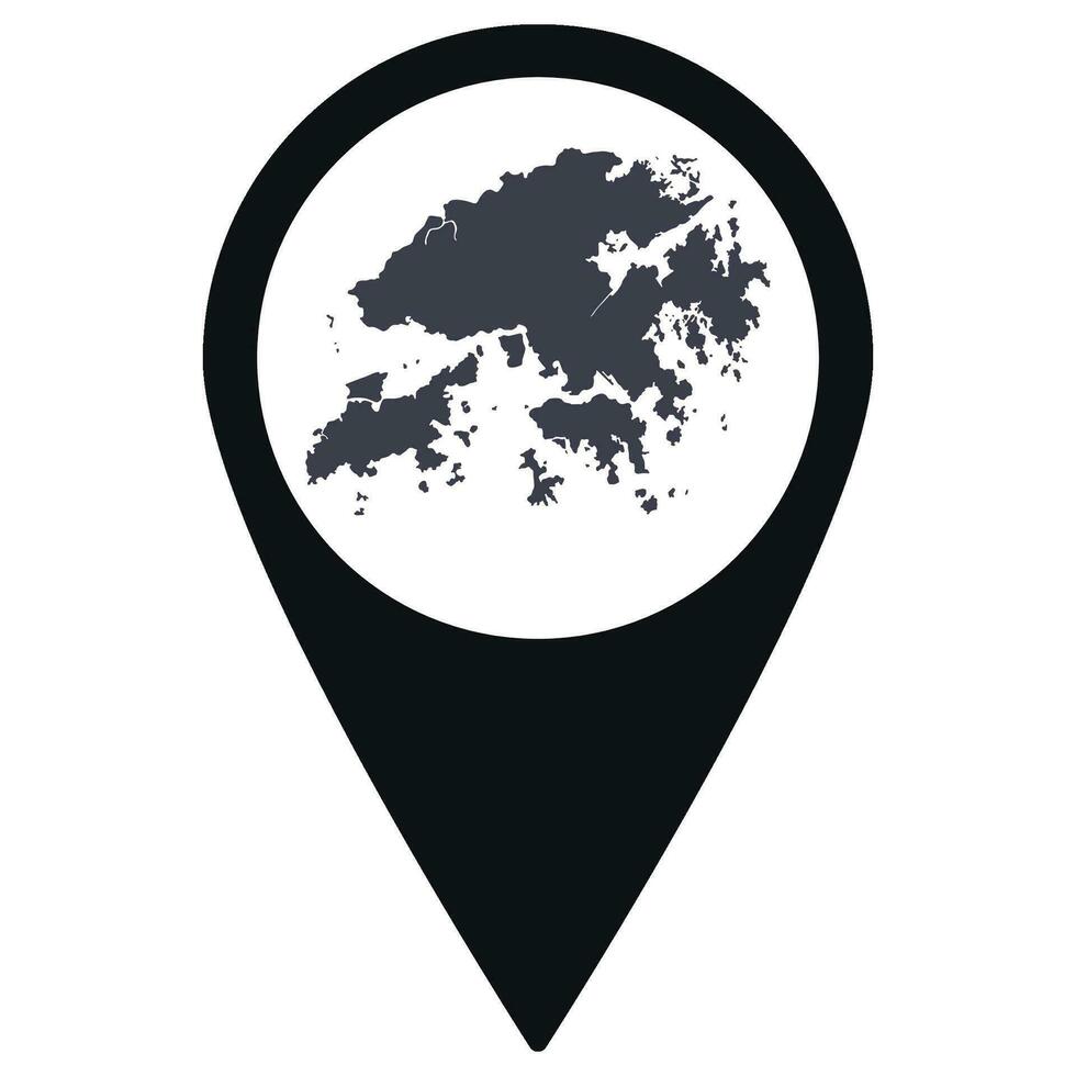 negro puntero o alfiler ubicación con hong kong mapa adentro. mapa de hong kong vector