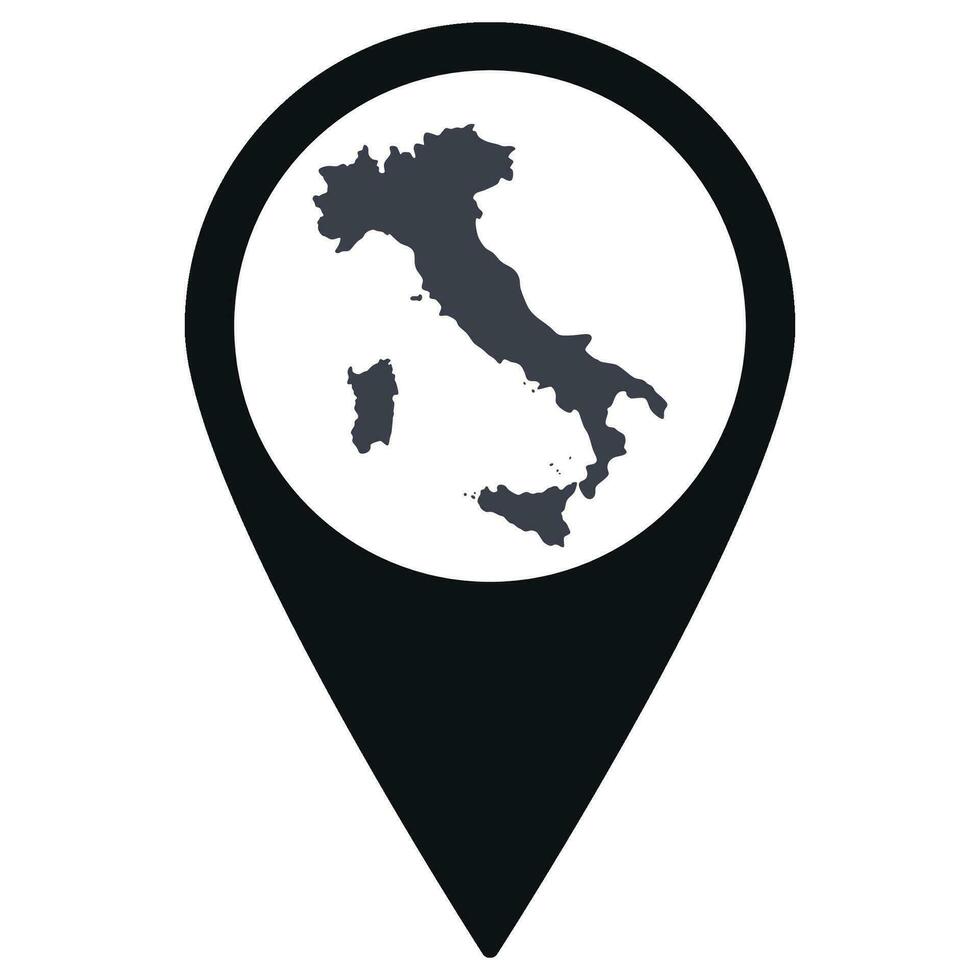 negro puntero o alfiler ubicación con Italia mapa adentro. mapa de Italia vector