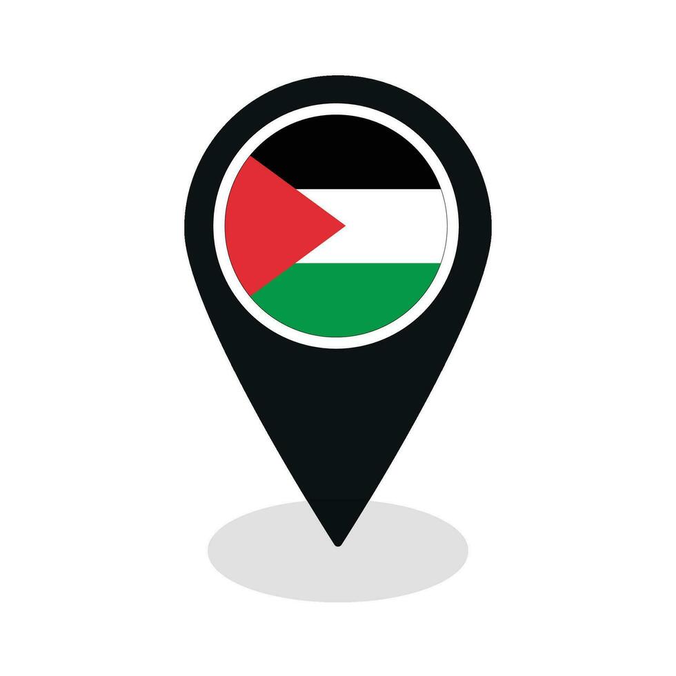 Flag of Palestine flag on map pinpoint icon isolated vector