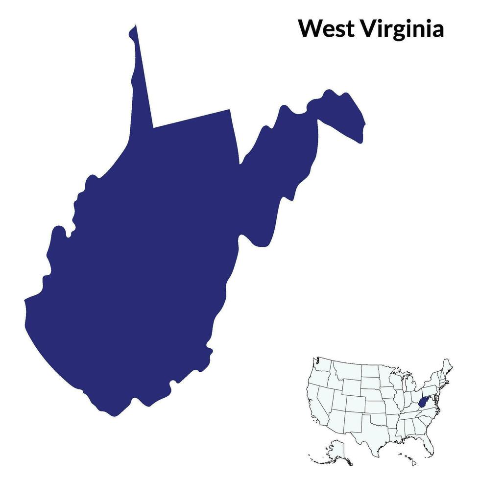 Map of West Virginia. USA flag. vector