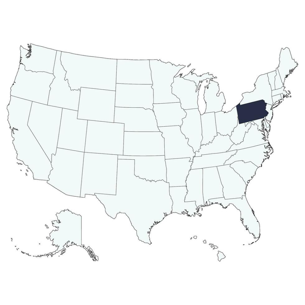 Map of Pennsylvania. USA map. vector