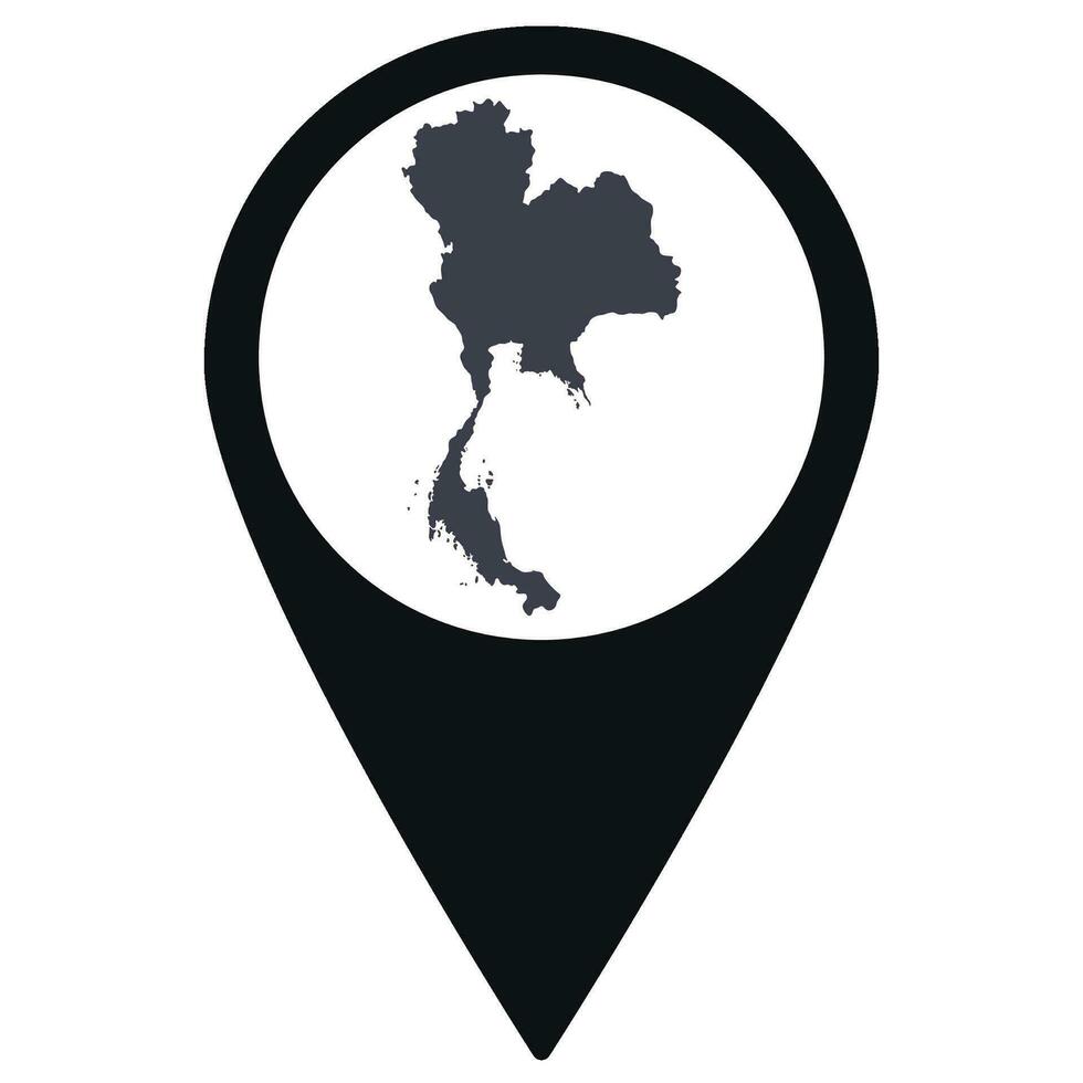 Black Pointer or pin location with Thailand map inside. Map of Thailand vector