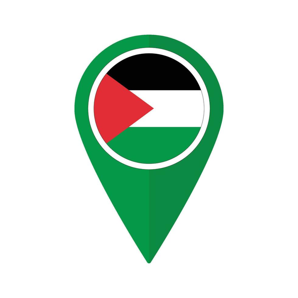 Flag of Palestine flag on map pinpoint icon isolated vector