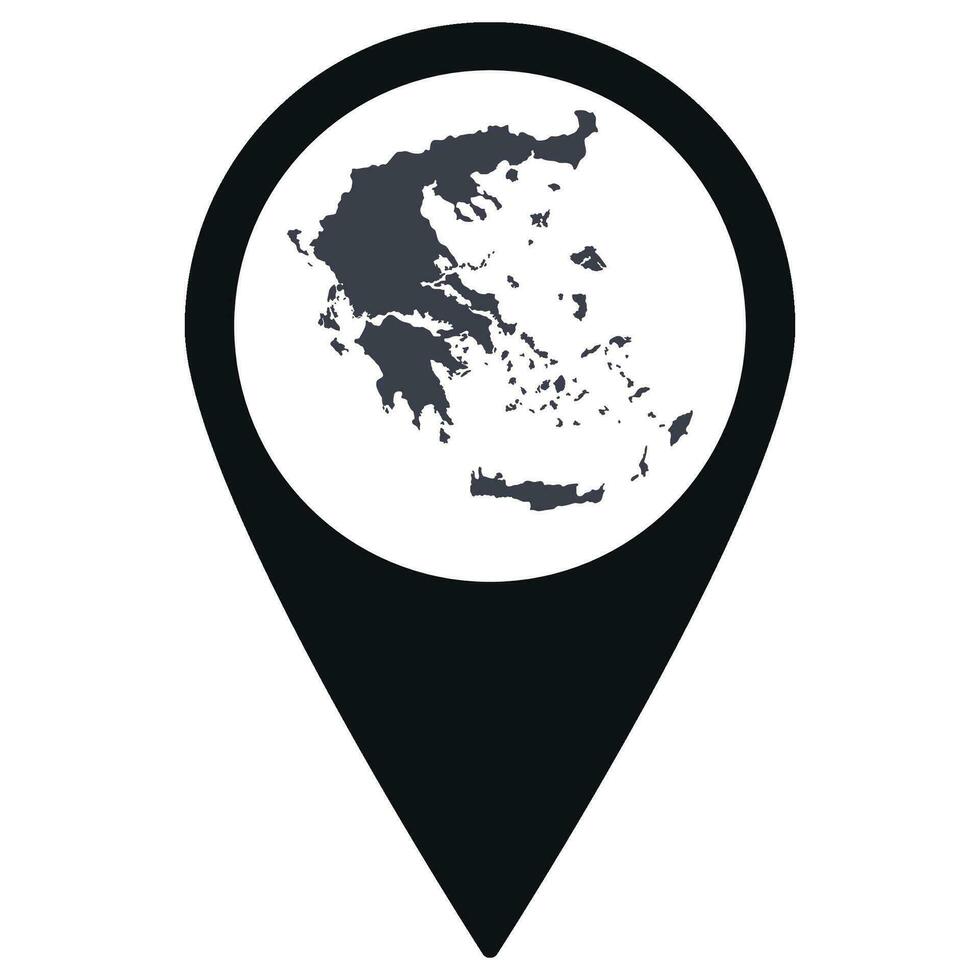 negro puntero o alfiler ubicación con Grecia mapa adentro. mapa de Grecia vector