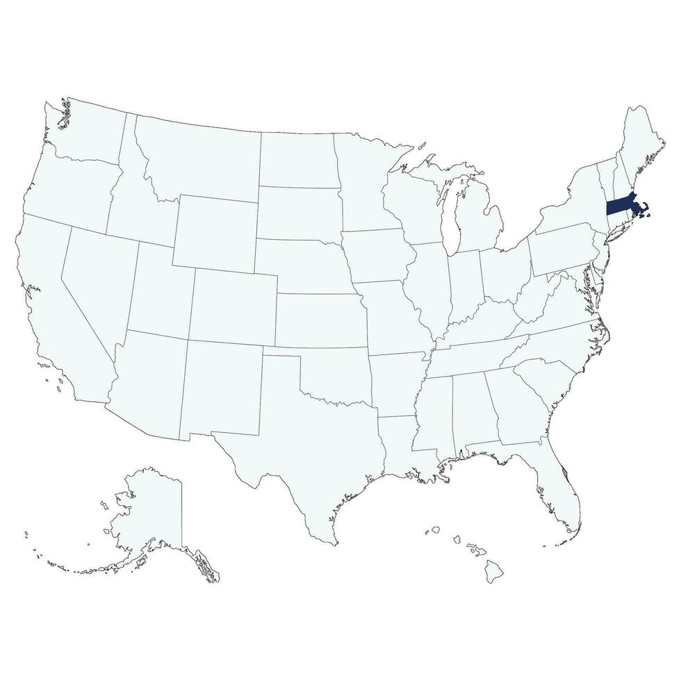 Massachusetts estado mapa. Estados Unidos mapa vector