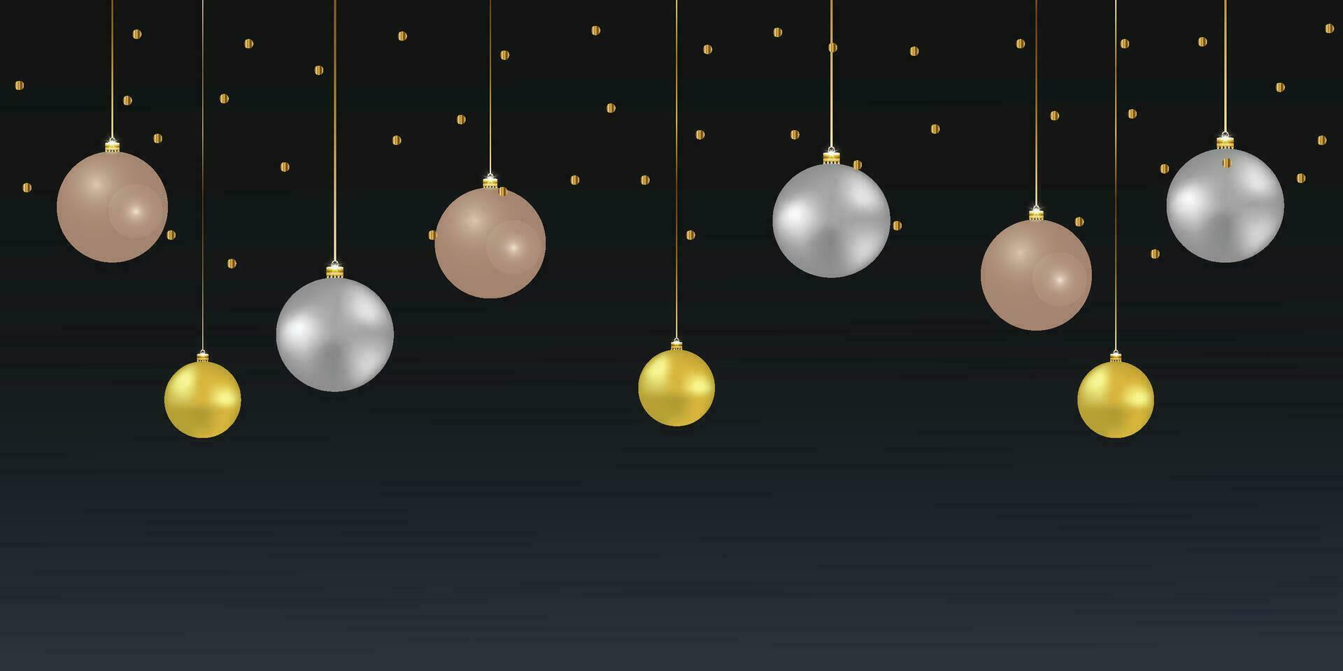 Merry Christmas banner with black background and ball vector