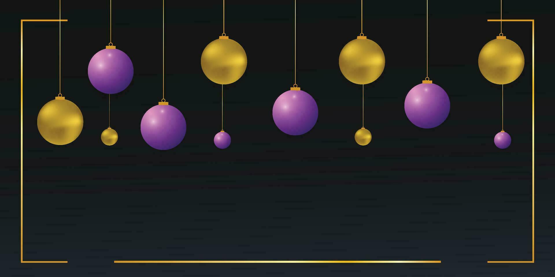 Merry Christmas banner with and balls vector