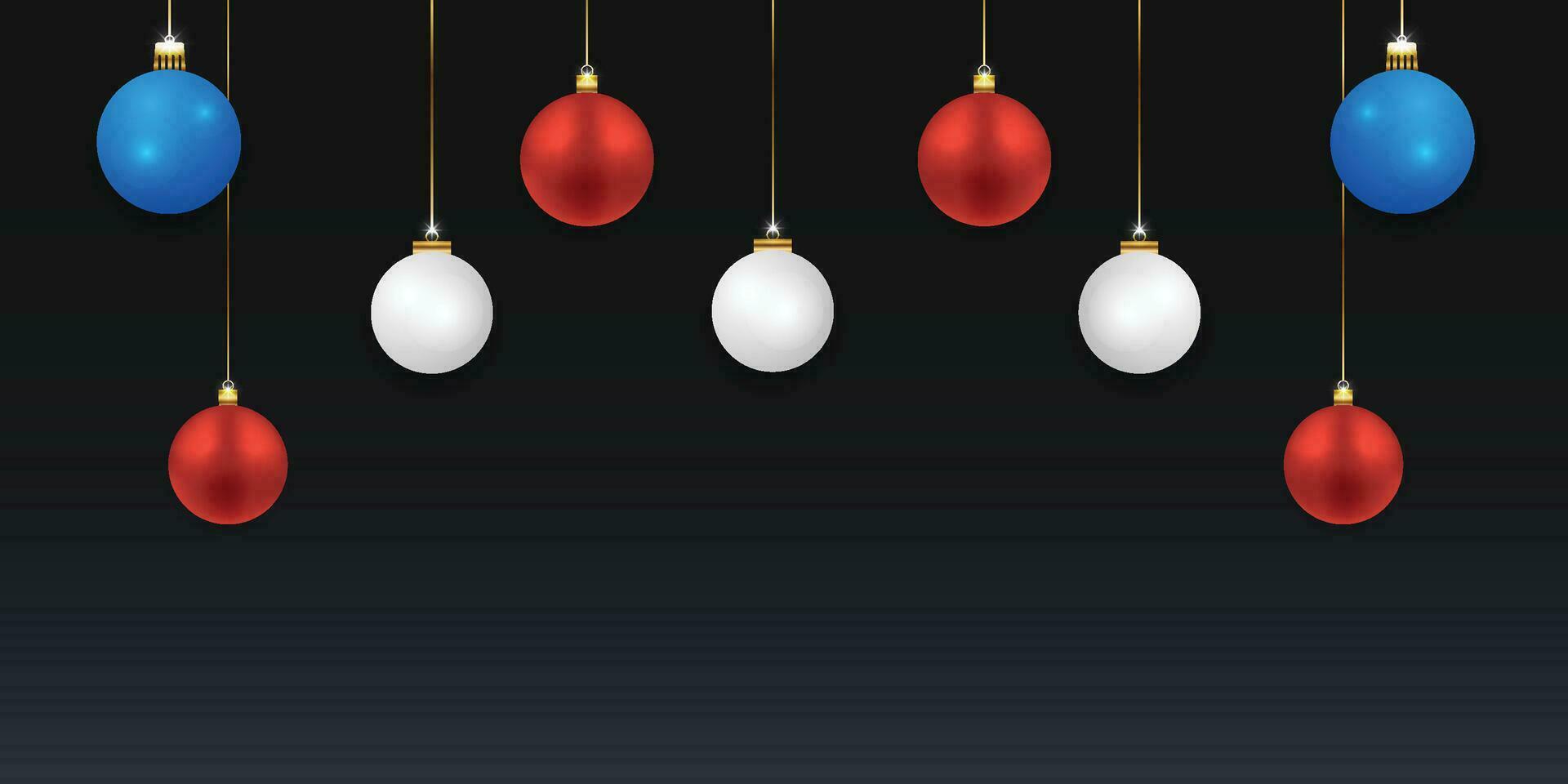 Merry Christmas banner with balls vector