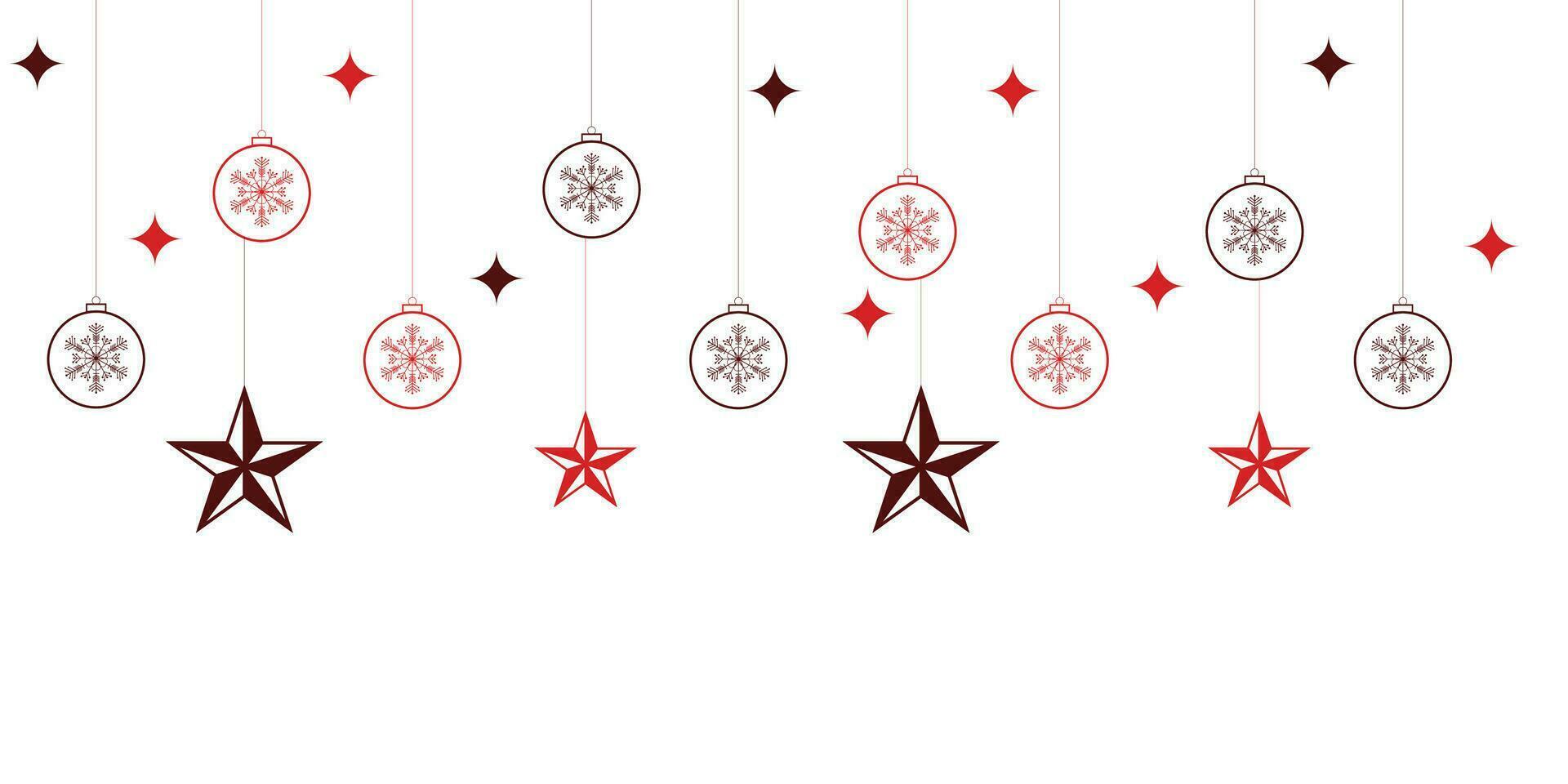 Merry Christmas background with stars and snow with balls and gift box vector
