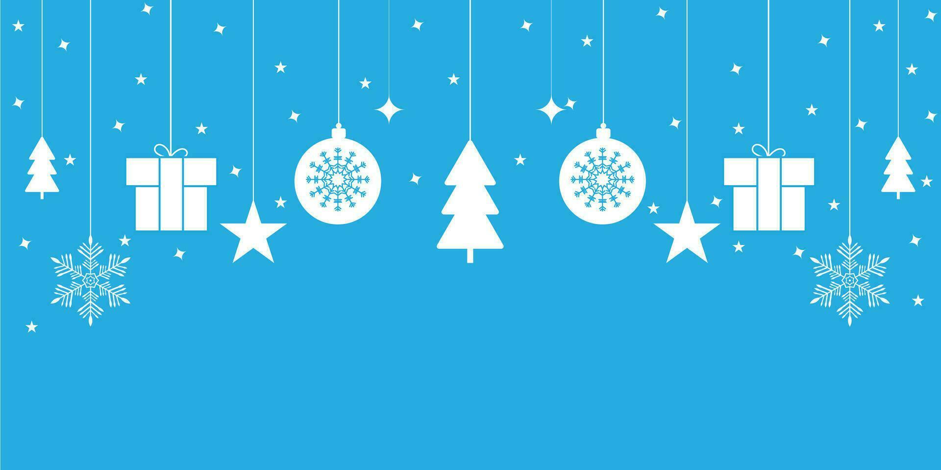 Merry Christmas banner with white balls and free with stars and boxes vector