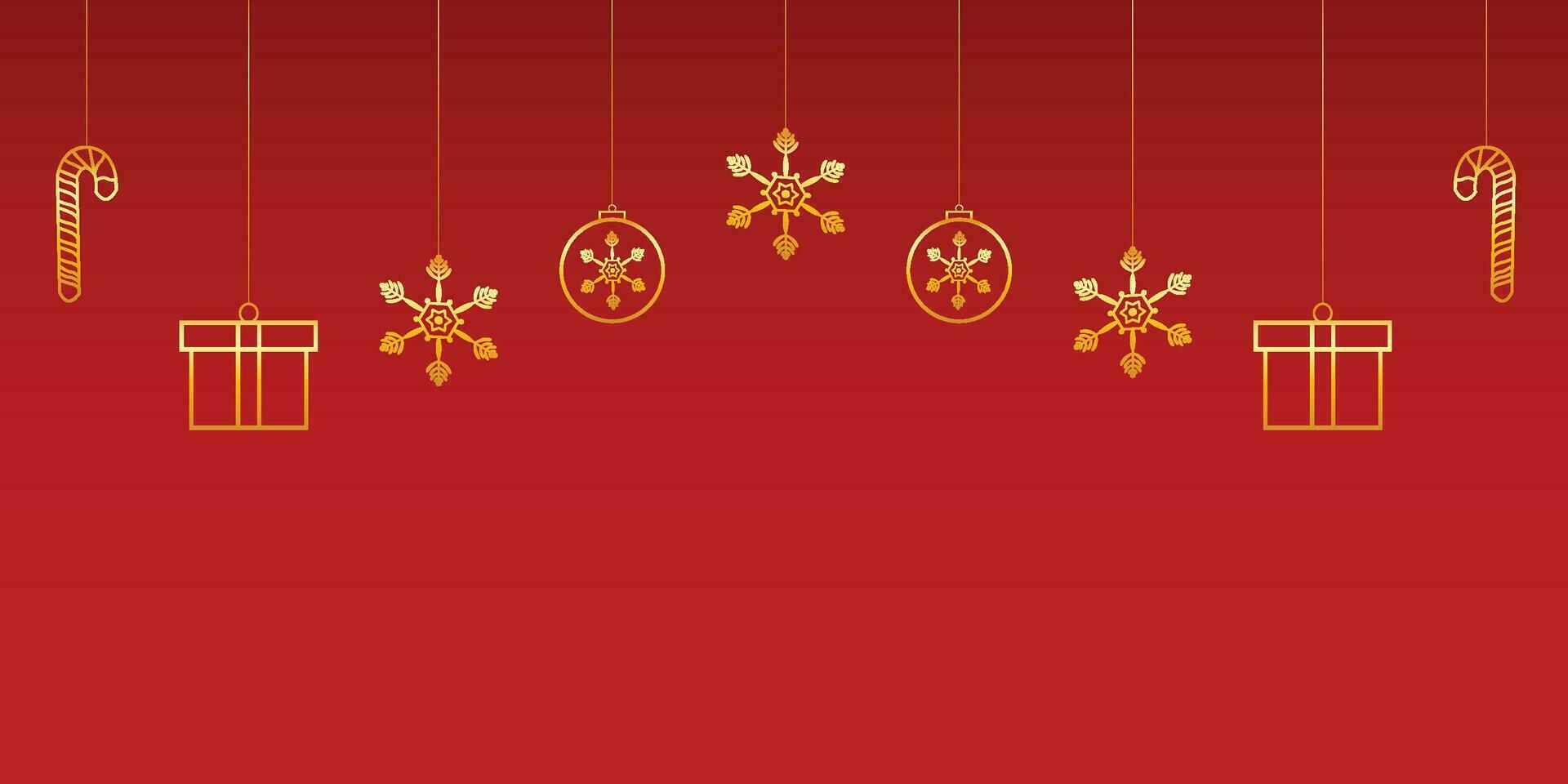 Merry Christmas banner with golden stars and boxes with golden candy vector