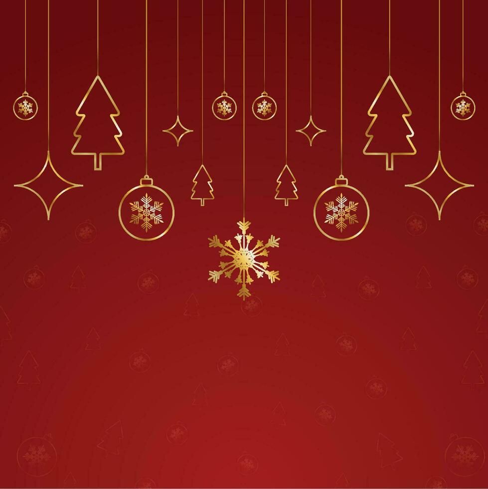 social media post design Merry Christmas black background with tree and golden balls vector