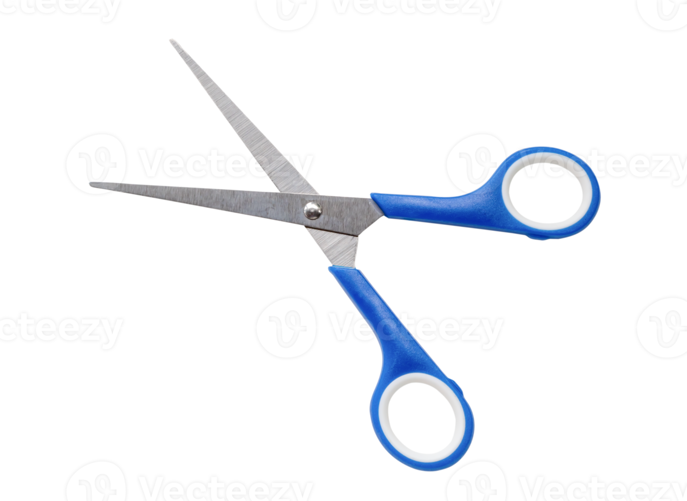 klein Mehrzweck Schere mit Blau Griff isoliert mit Ausschnitt Pfad im png Datei Format