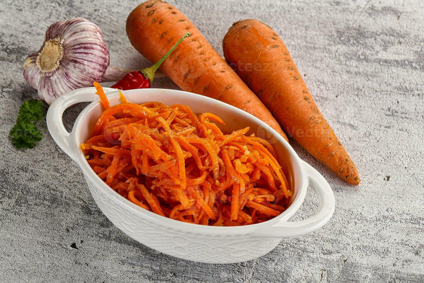 Korean carrot salad in the bowl photo