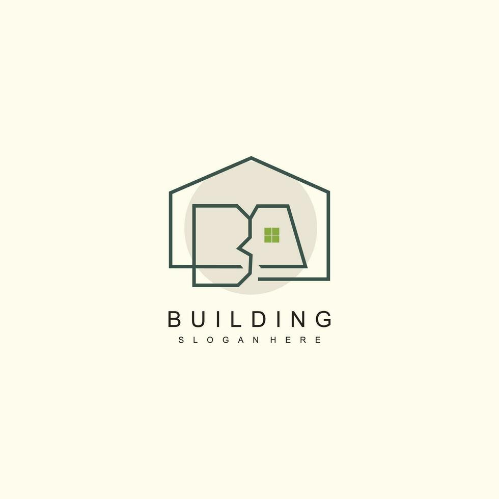 Building logo with line art concept vector