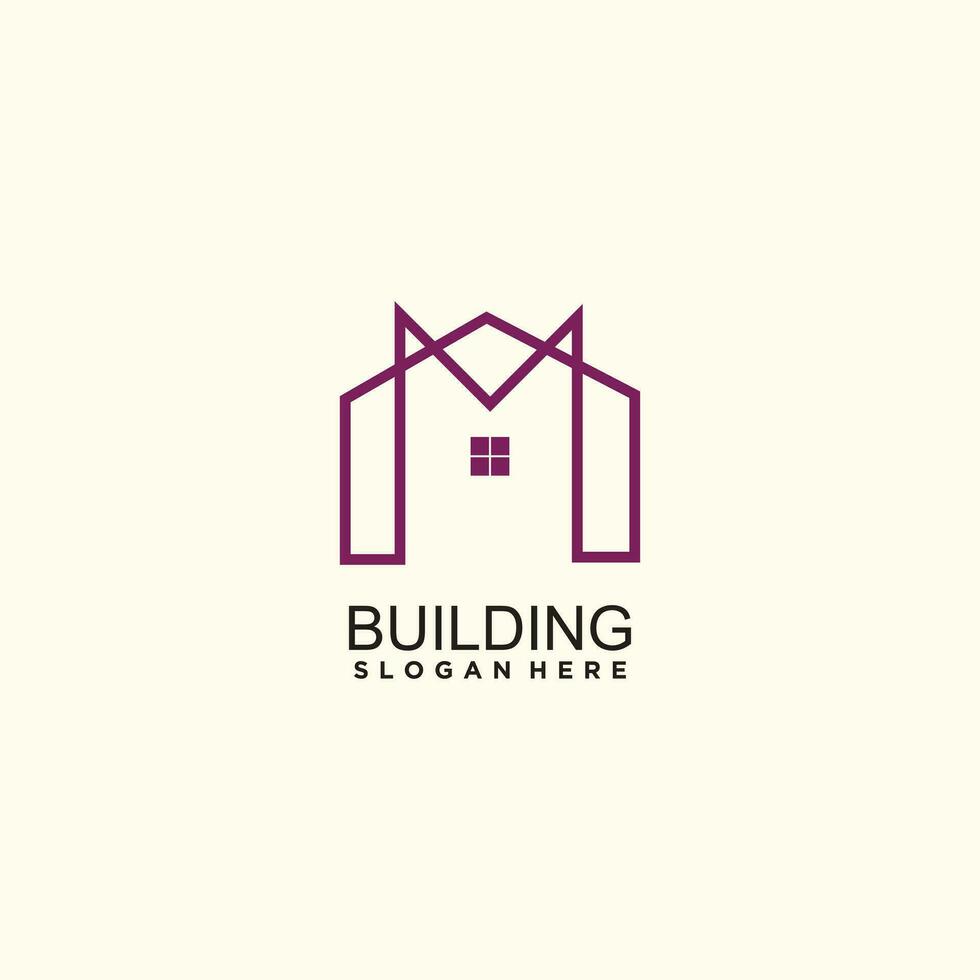 Building logo design with letter M concept vector