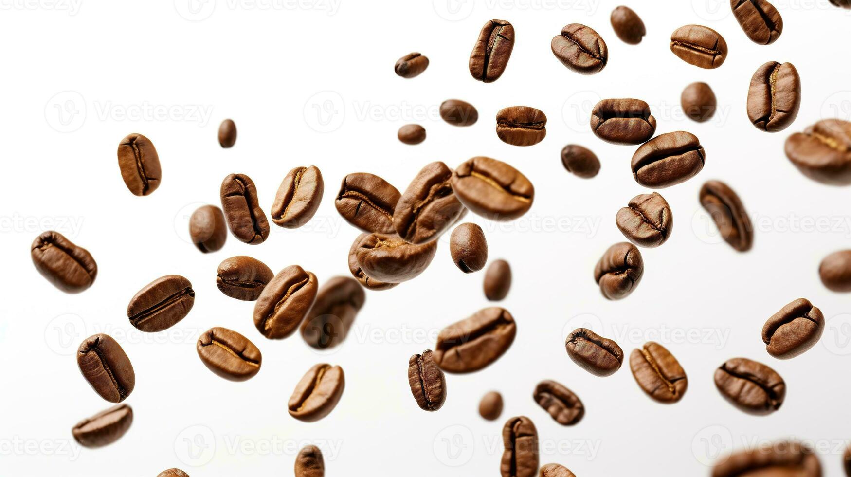 AI generated Coffee Beans Flying Isolated on the White Background photo