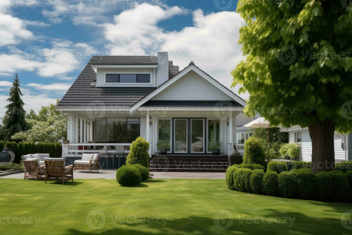 AI generated Preparing home to sell. country type house. front view. real estate. luxury house photo