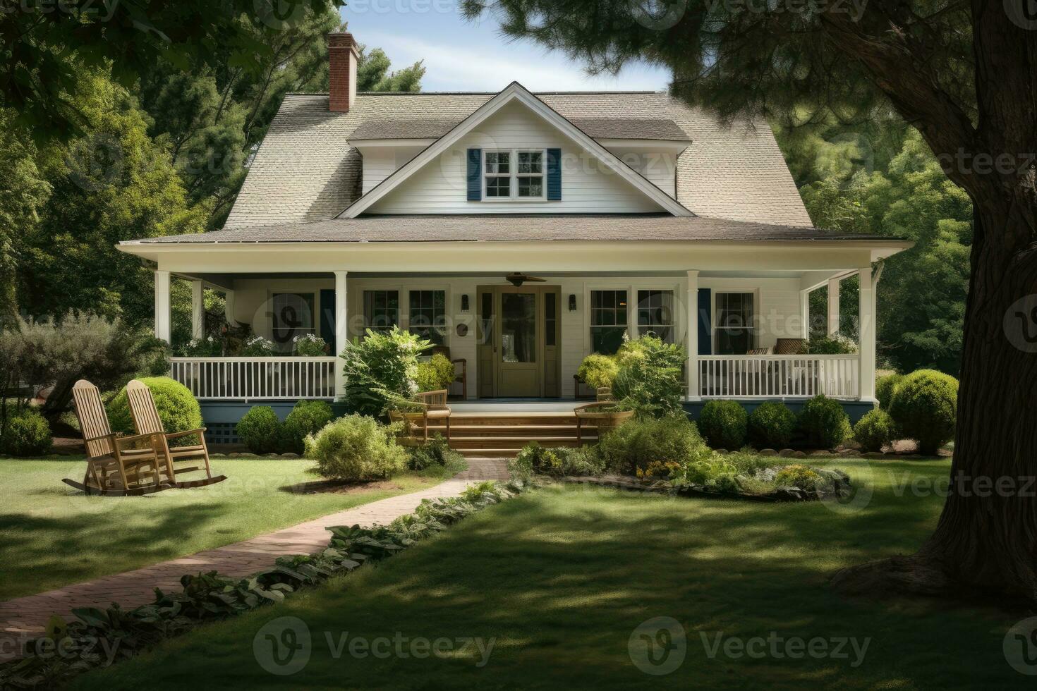 AI generated Preparing home to sell. country type house. front view. real estate. luxury house photo