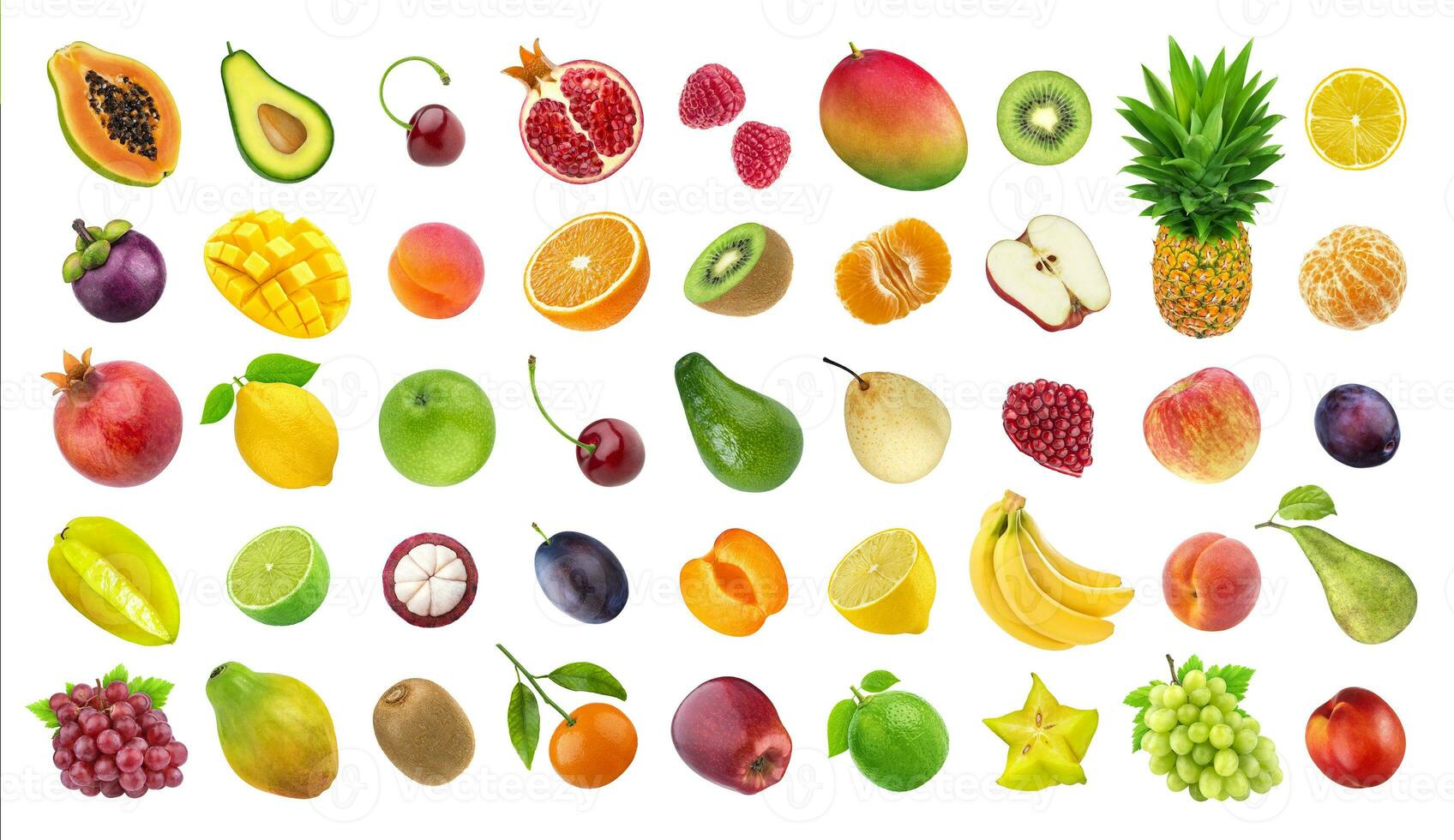 tropical frutas diferente frutas y bayas aislado en blanco antecedentes foto