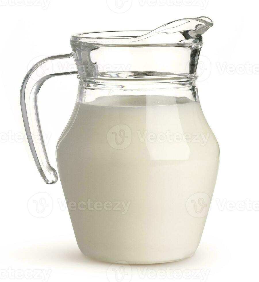 Jug of milk isolated on white background photo