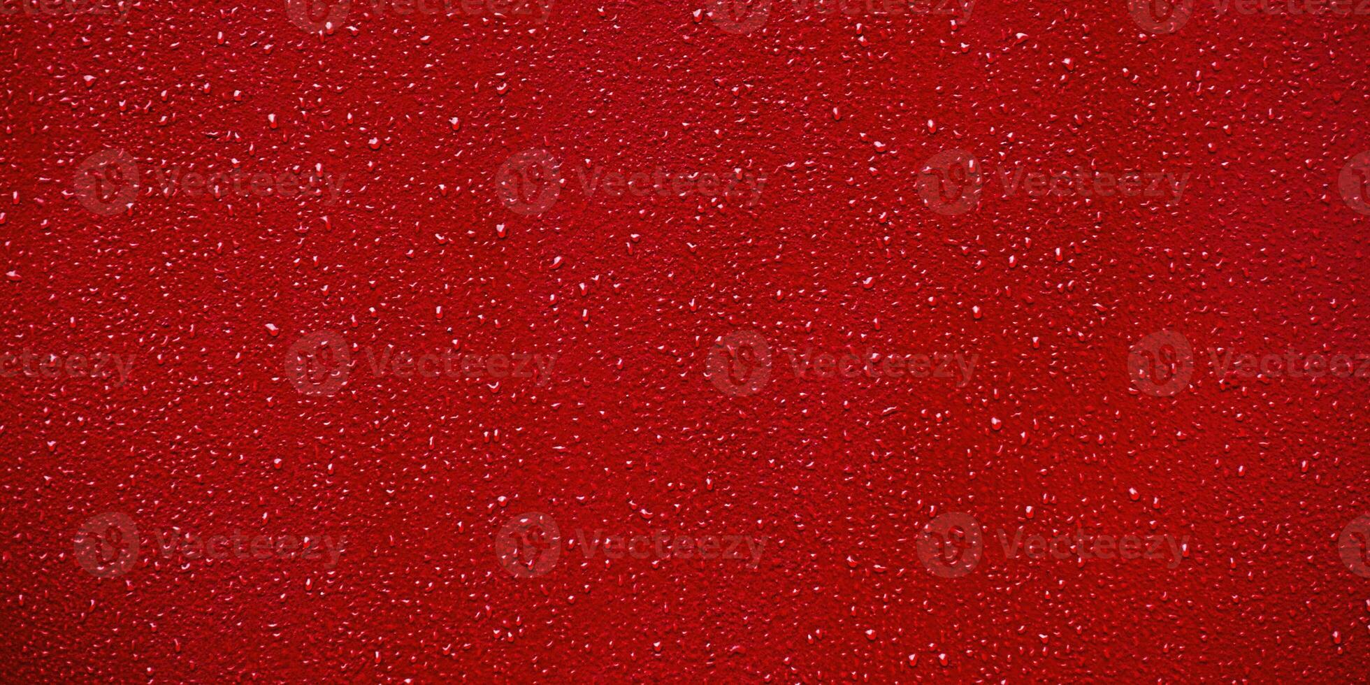 Red metallic background with raindrops. Banner size red painted background. photo