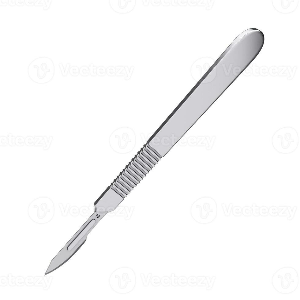 Surgical Stainless Steel Metal Scalpel. 3d Rendering photo